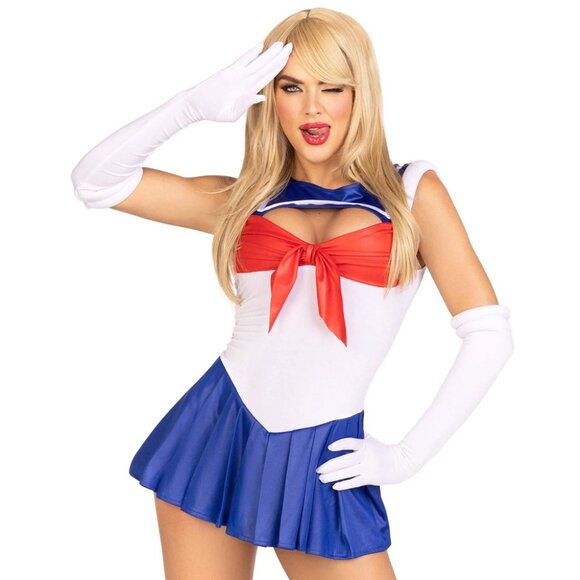 Sailor Moon-Inspired Costume for Women – 3 PC Snap Crotch Bodysuit with Pleated - Picture 1 of 2